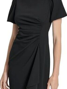 Dkny Elegant Black Ruched Sheath Dress *301*